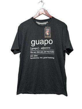 NWT Denim & Flower Ricky Singh Mens "Guapo" Graphic Tee Shirt Black Size Large